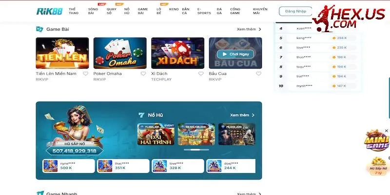 Những sảnh game cá cược hấp dẫn tại Rik88