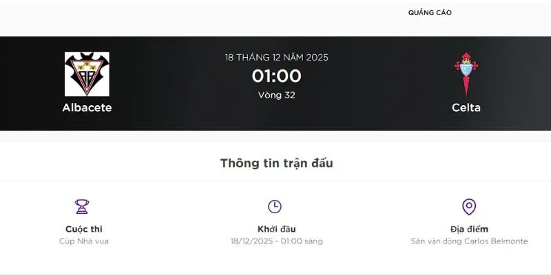 Kết quả đối đầu gần đây của Albacete vs Celta